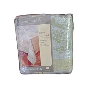 NEW VTG Home Trends Spring Leaf Oblong Table Dining Fabric Tablecloth 60"x84"